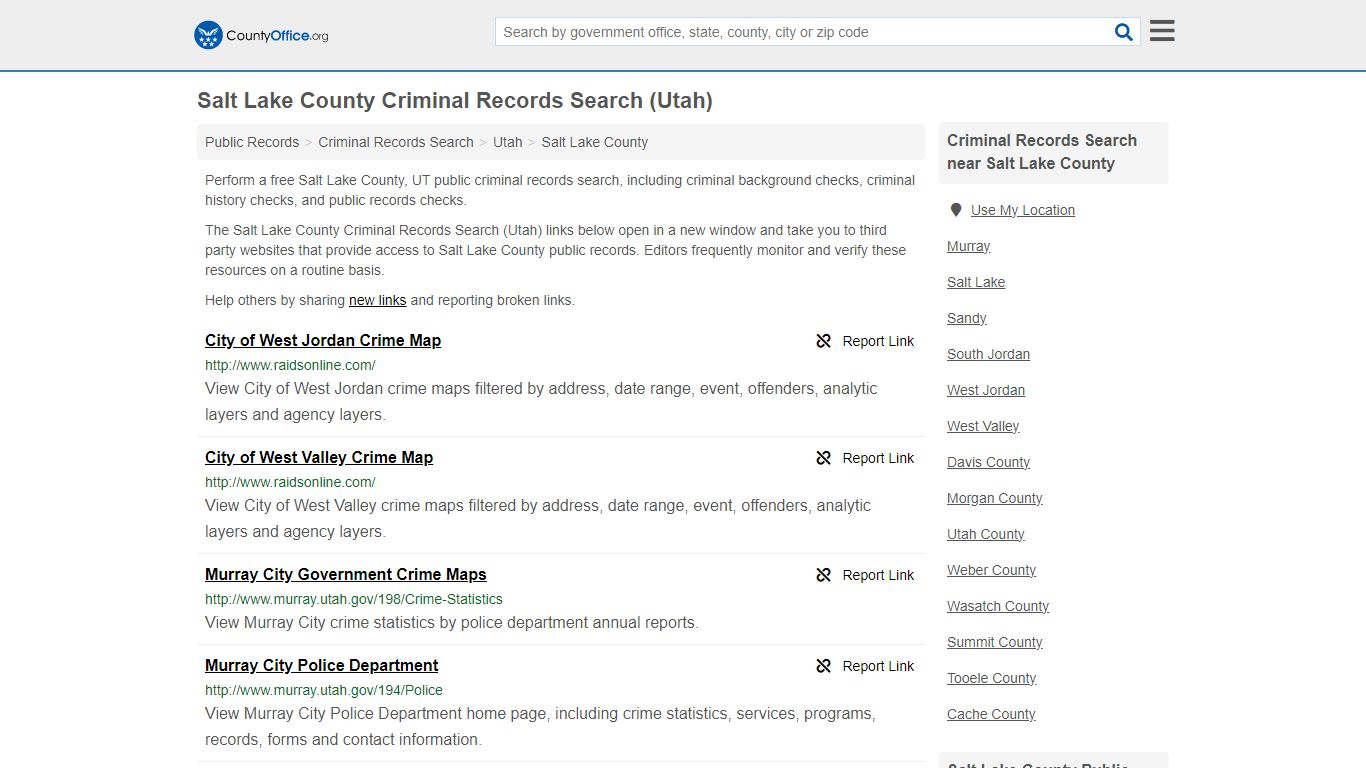 Salt Lake County Criminal Records Search (Utah) - County Office